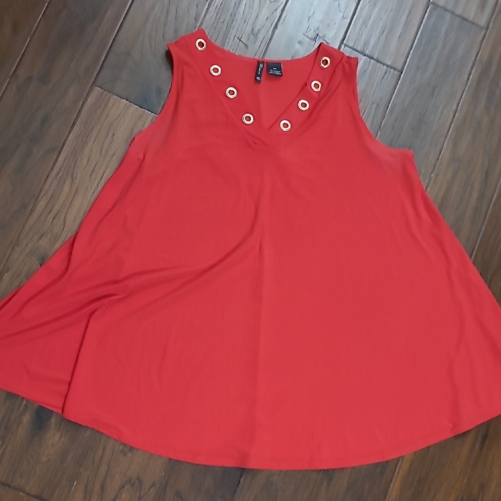 New Directions Reddish Orange Sleeveless V-neck Top size 2X